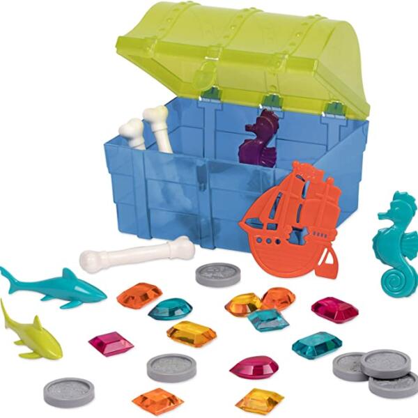 Pirate Diving Set – Water Toys & Pool Toys Diving Game in A Treasure Toy Box for Kids Age 8+ (28 Pcs)-Battat