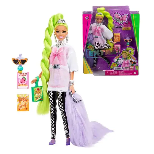 Muñeca Barbie Extra Cabello Verde Neón