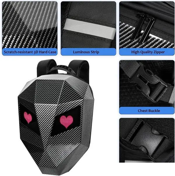 Bolso ojos Led Negro - Imagen 4