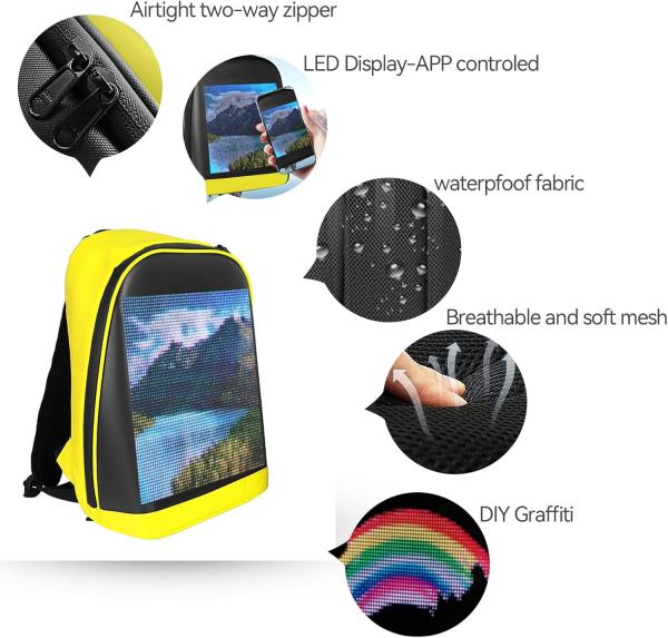 Bolso pantalla cuadrada Led Amarillo - Imagen 2