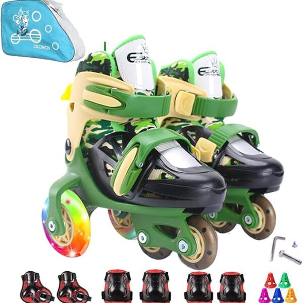 SET PATINES LED- KIT PROTECCION (Verde Camuflado)