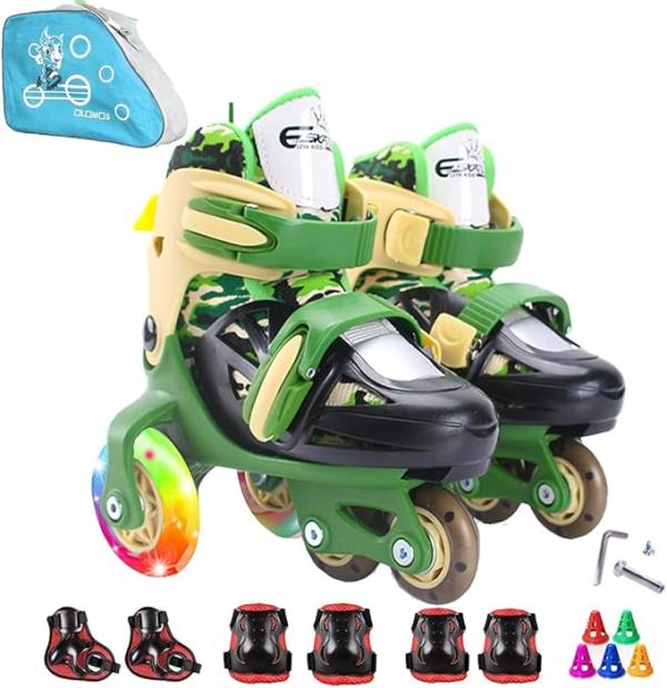 SET PATINES LED- KIT PROTECCION (Verde Camuflado)