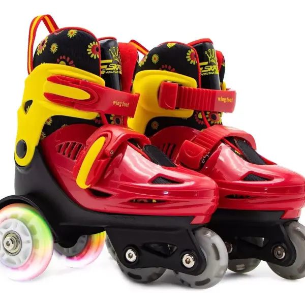 SET PATINES LED- KIT PROTECCION (Rojo/Flores)
