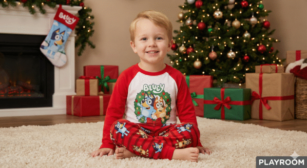 Pijama Navideña Bluey Roja