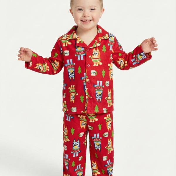 Pijama Navideña Bluey y Bingo Roja