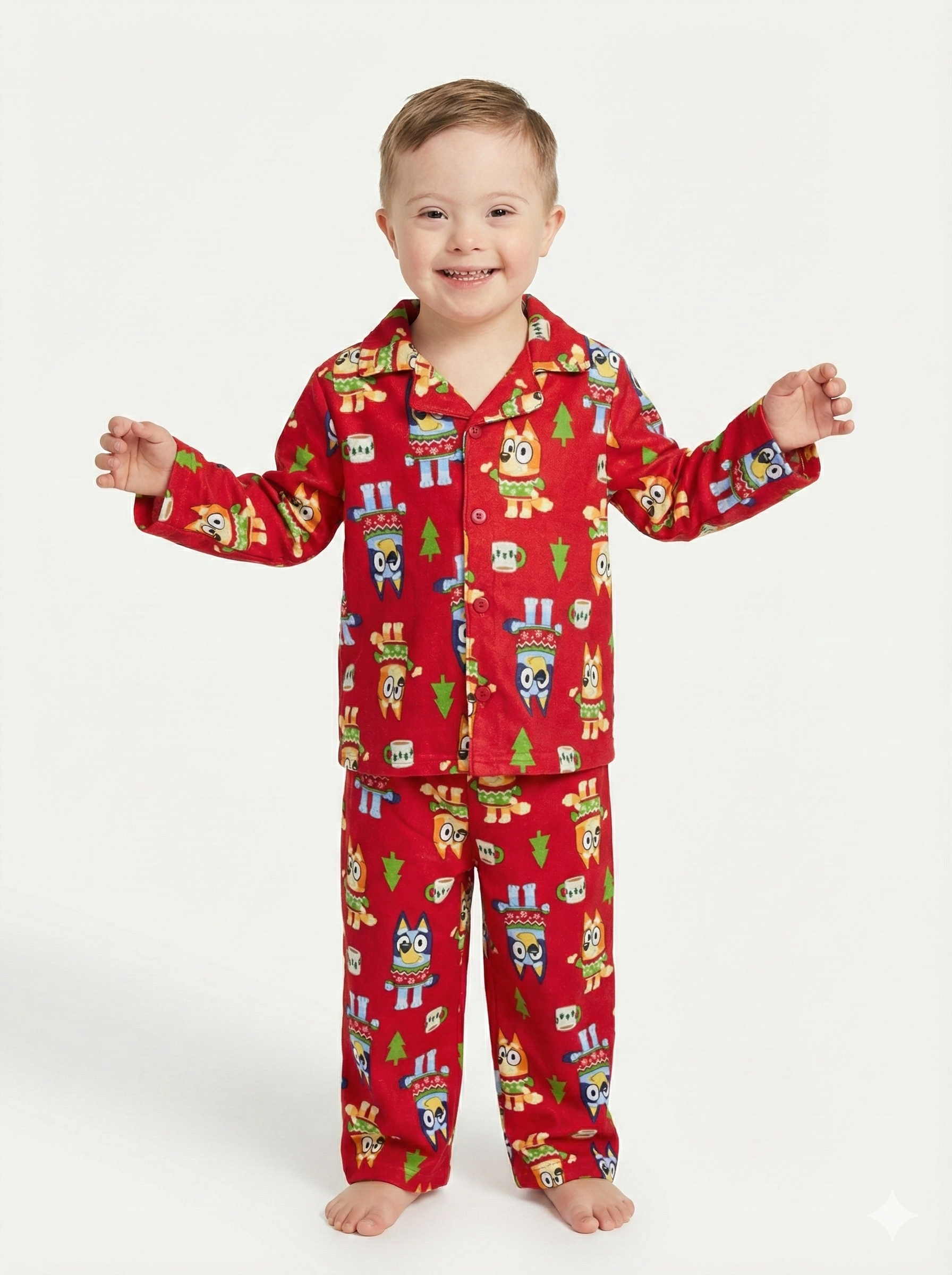 Pijama Navideña Bluey y Bingo Roja