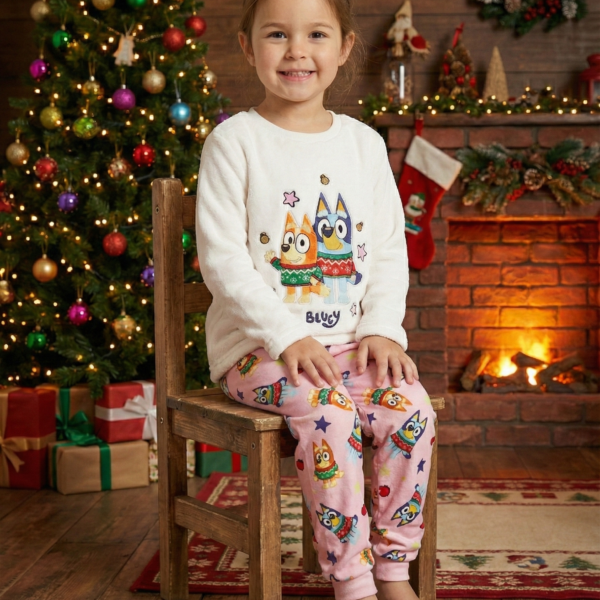 Pijama Navideña Bluey Rosa