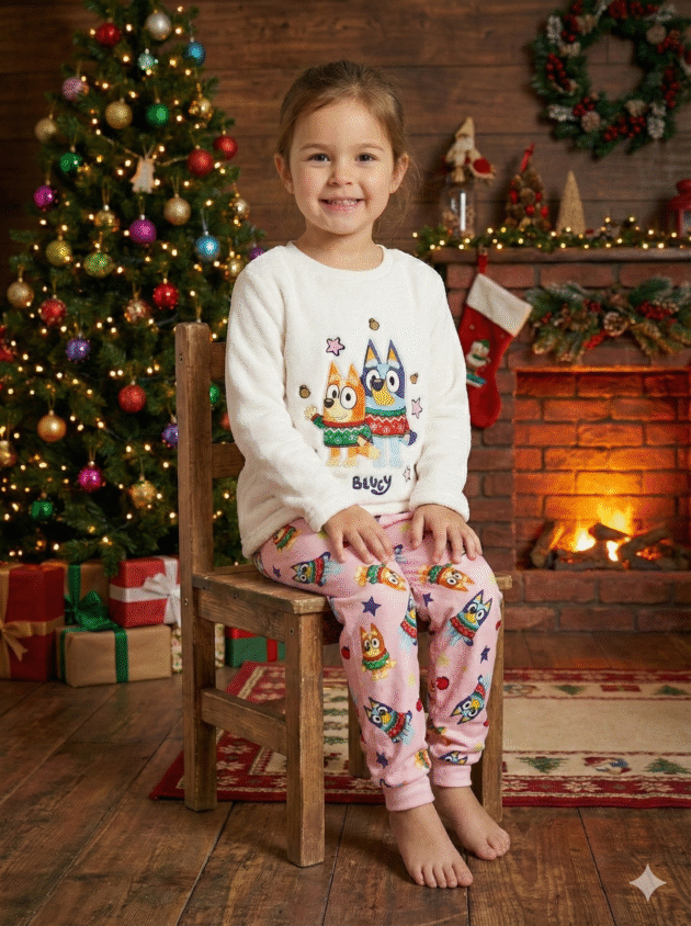 Pijama Navideña Bluey Rosa