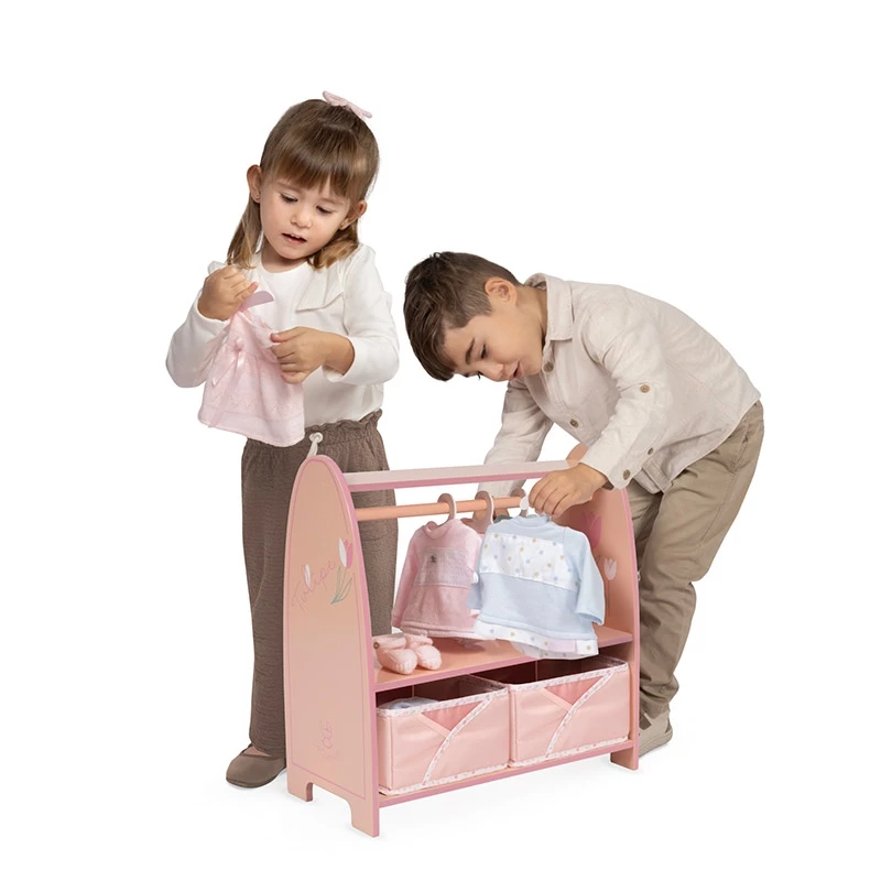 Armario de Madera Montessori para Muñecas Tulipe con ganchos - Imagen 3