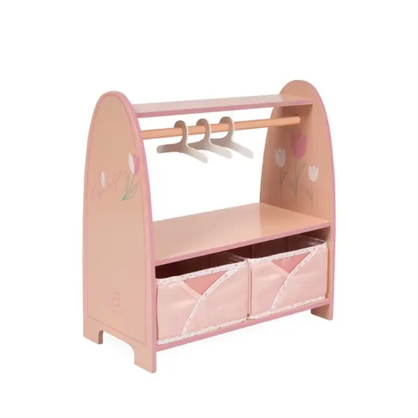 Armario de Madera Montessori para Muñecas Tulipe con ganchos