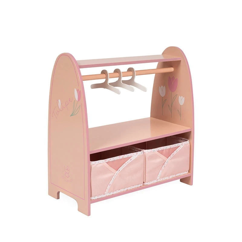 Armario de Madera Montessori para Muñecas Tulipe con ganchos
