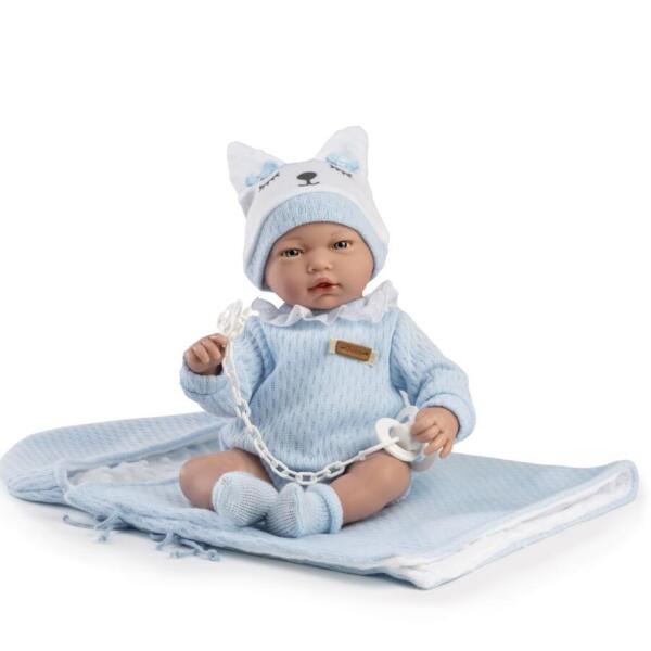 Muñeco Gael, pelele azul, peucos y manta - 38cm