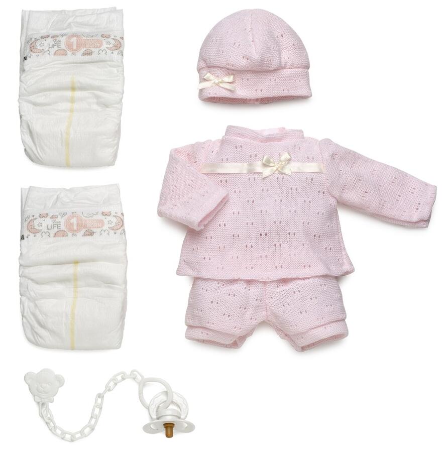 Ropa reborn camiseta, pantalón y gorro rosa - 38cm