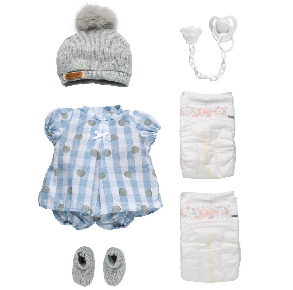 Ropa, vestido, bombacho y gorro Reborn - 38cm